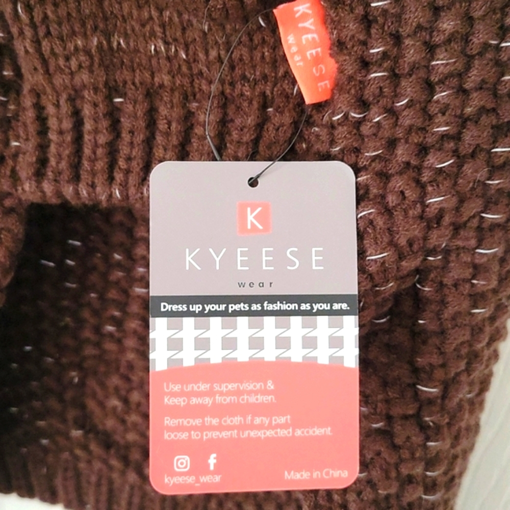 KYEESE Reflective Dog Sweater Cocoa Brown Sz Medium NWT - Picture 5 of 14